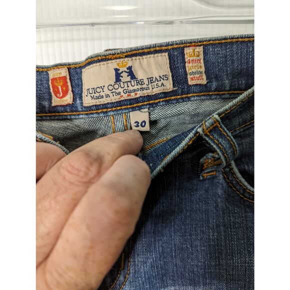 Y2K Juicy Couture Jeans Low Rise Boot Cut Heart Stitching Back Pockets 30 - Picture 3 of 9